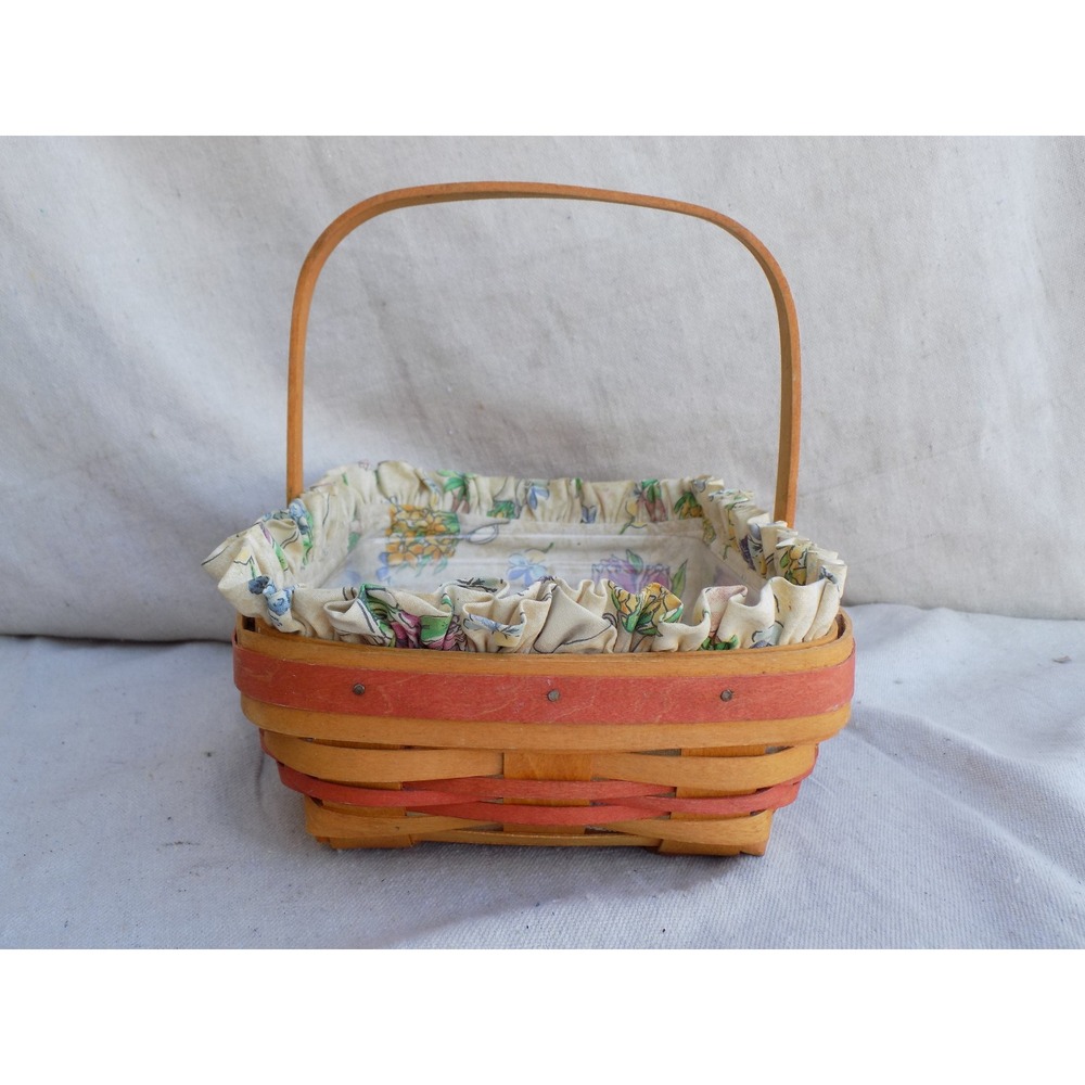 Mother's Day Early Blossoms Basket w/ Liner Protector & Charm Longaberger Basket - Picture 5 of 10